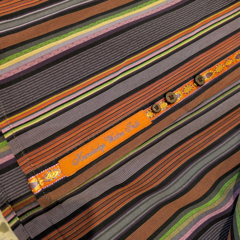 💜SOLD🤎Robert Graham Vibrant Striped Button Down Shirt - Picture 5 of 9